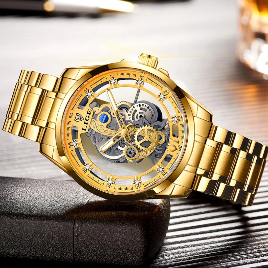LIGE Skeleton Watch for Men