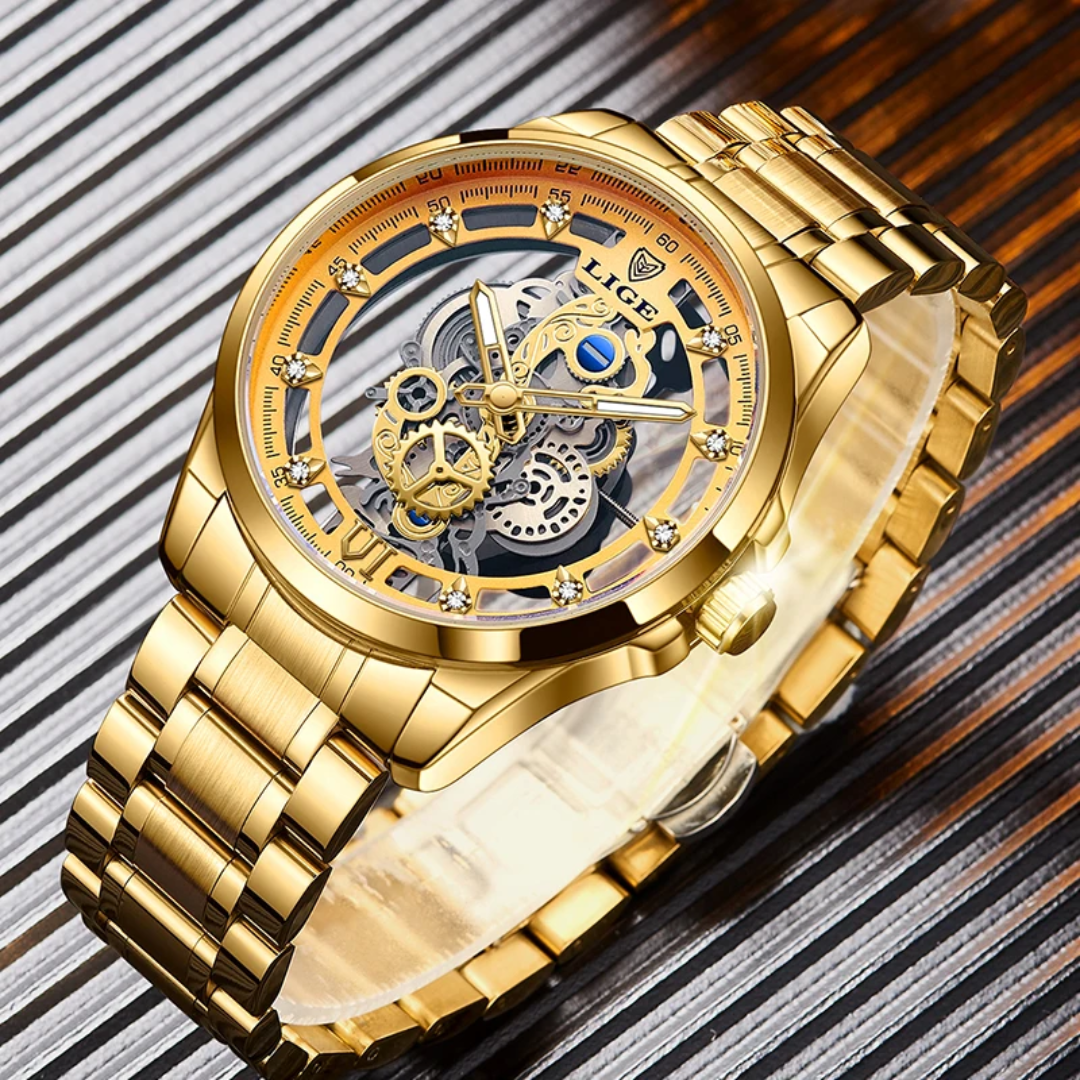 LIGE Skeleton Watch for Men
